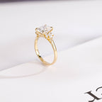 Solid Gold Elongated Cushion Moissanite Engagement Ring, Promise Ring