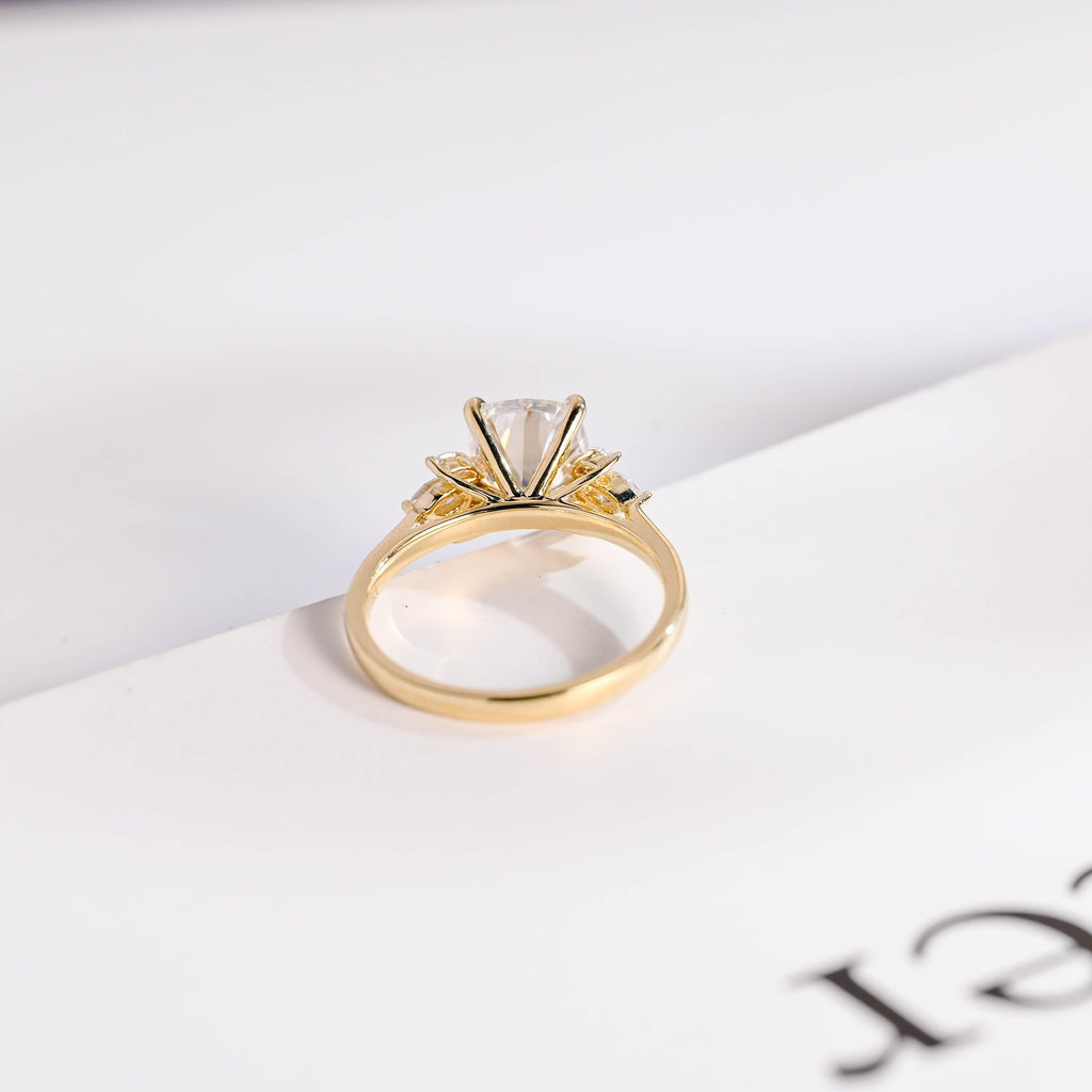 Solid Gold Elongated Cushion Moissanite Engagement Ring, Promise Ring
