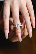 Solid Gold Asscher Cut Moissanite Engagement Ring, Promise Ring