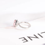Solid Gold Heart Cut Pink Sapphire Engagement Ring with Double Halo, Statement Ring