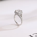Solid Gold Cushion Cut Moissanite Engagement Ring, Proposal Ring