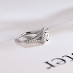 Solid Gold Cushion Cut Moissanite Engagement Ring, Proposal Ring