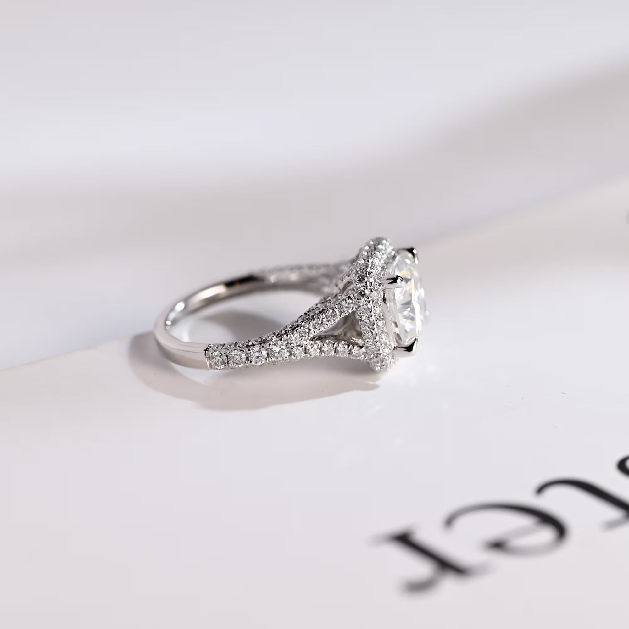 Solid Gold Cushion Cut Moissanite Engagement Ring, Proposal Ring