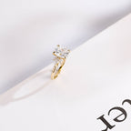 Solid Gold Elongated Cushion Moissanite Engagement Ring, Promise Ring