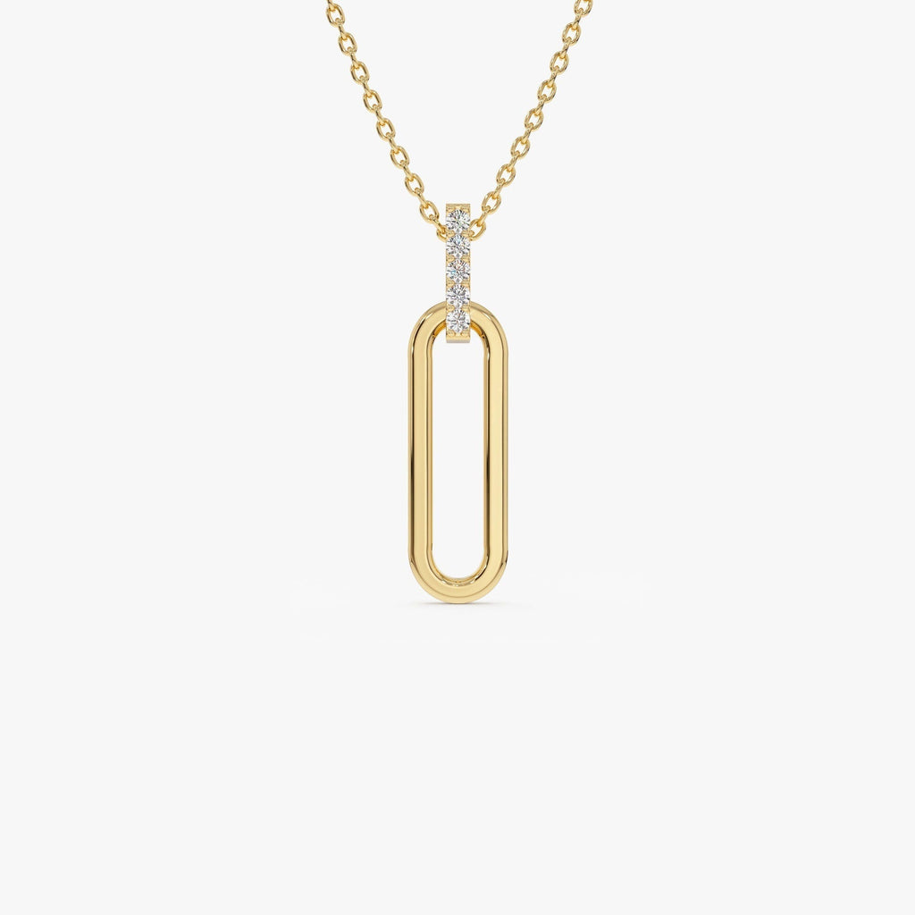 0.05 TCW Round Cut Gold Paper Clip Link Moissanite Diamond Necklace