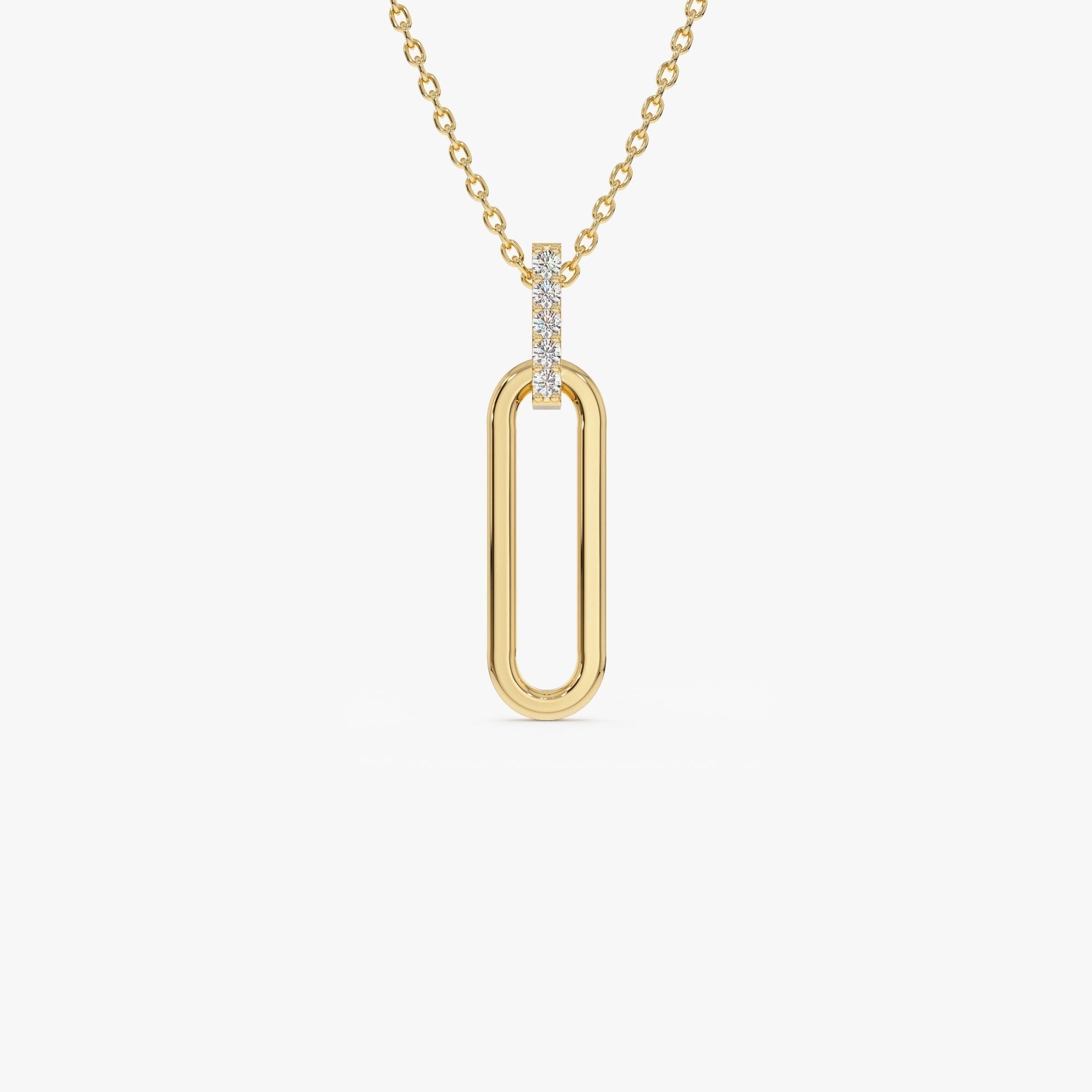 0.05 TCW Round Cut Gold Paper Clip Link Moissanite Diamond Necklace