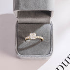 Solid Gold Asscher Cut Moissanite Engagement Ring, Promise Ring