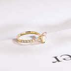 Solid Gold Asscher Cut Moissanite Engagement Ring, Promise Ring