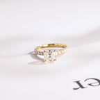 Solid Gold Asscher Cut Moissanite Engagement Ring, Promise Ring
