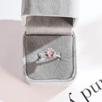 Solid Gold Heart Cut Pink Sapphire Engagement Ring with Double Halo, Statement Ring