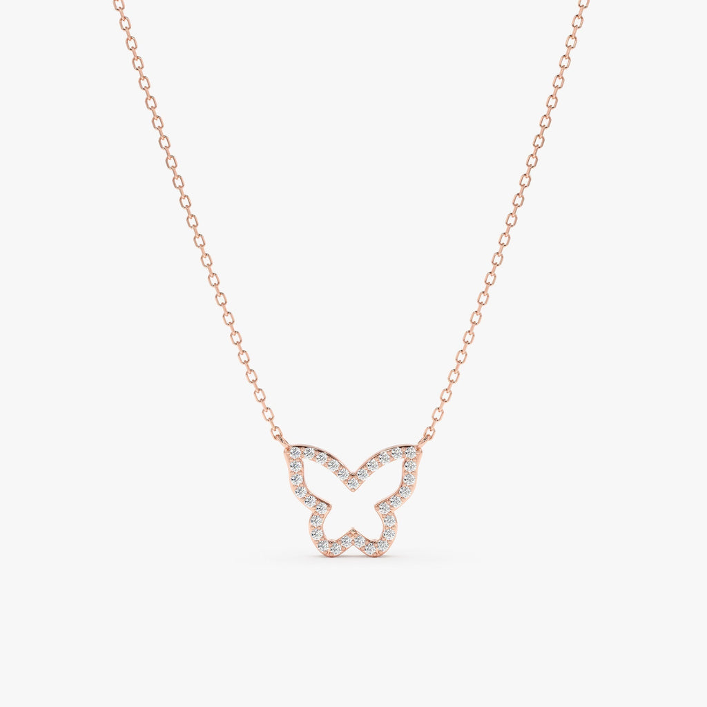 0.07 TCW Round Cut Butterfly Moissanite Diamond Necklace