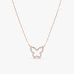 0.07 TCW Round Cut Butterfly Moissanite Diamond Necklace