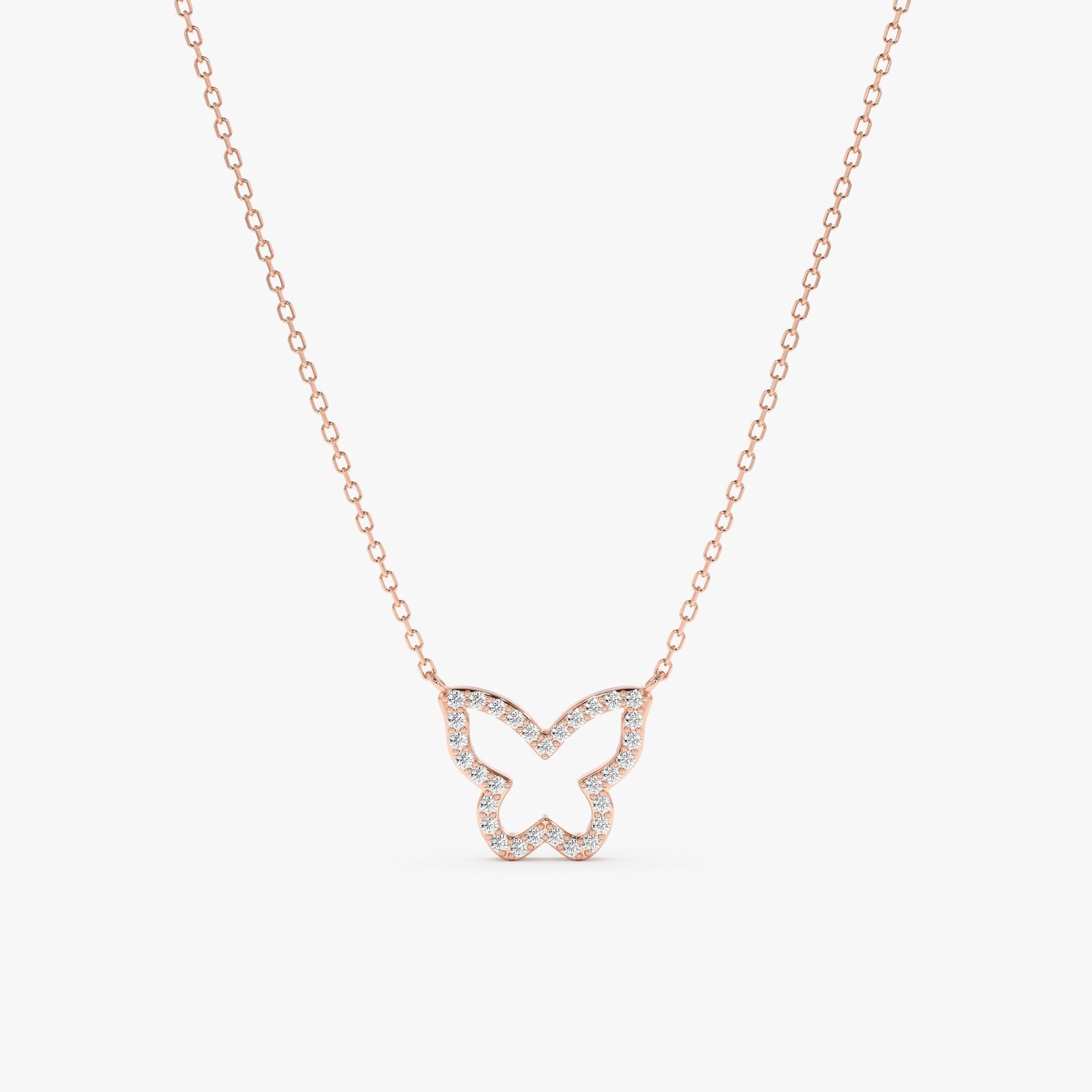 0.07 TCW Round Cut Butterfly Moissanite Diamond Necklace