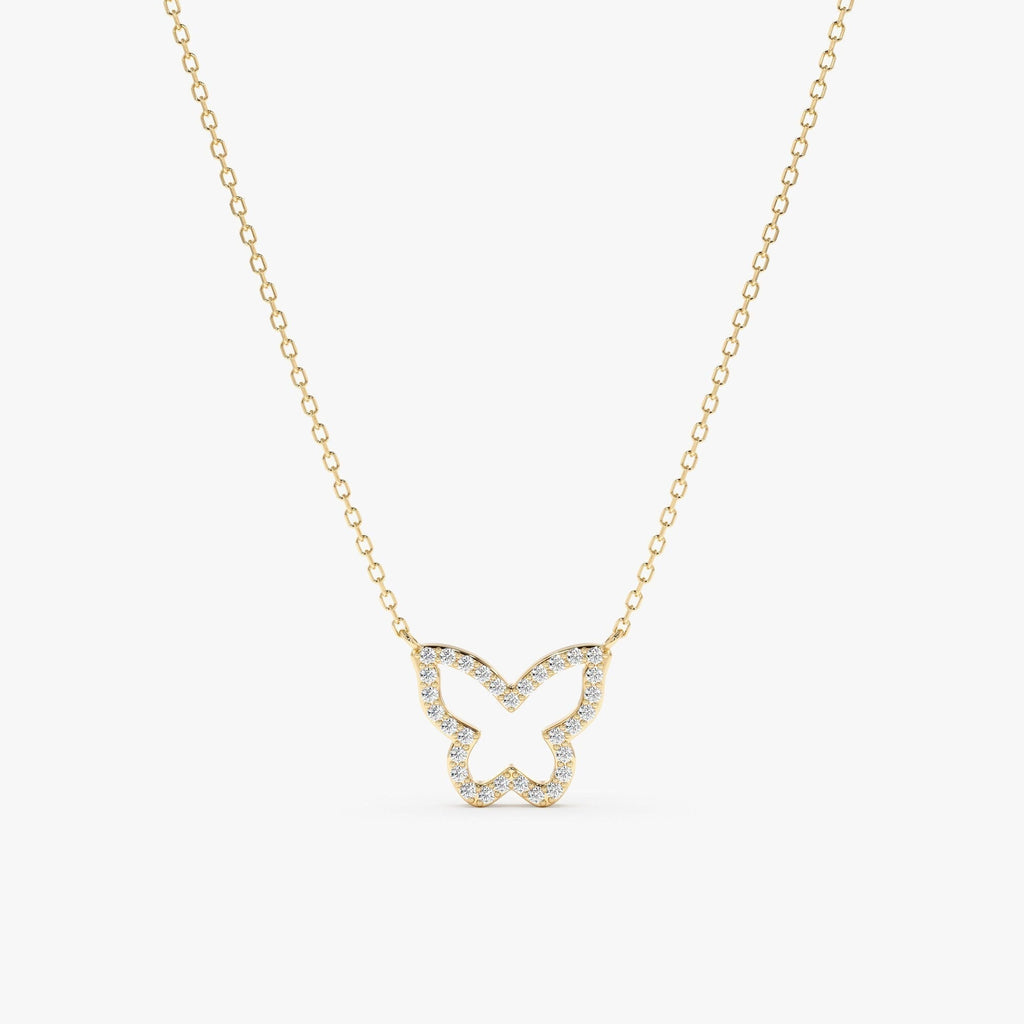 0.07 TCW Round Cut Butterfly Moissanite Diamond Necklace