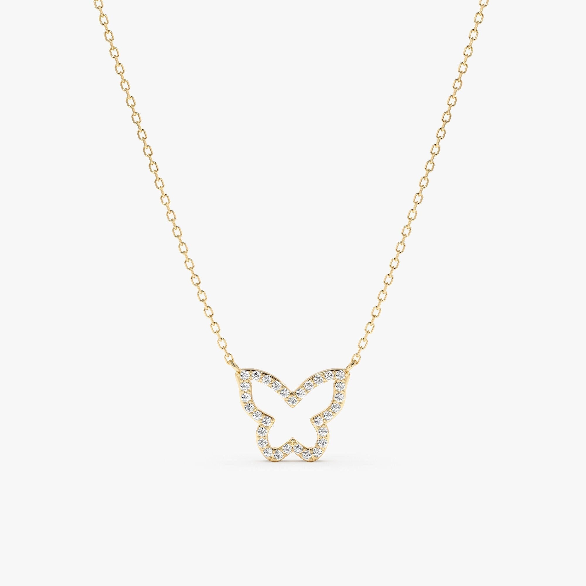 0.07 TCW Round Cut Butterfly Moissanite Diamond Necklace