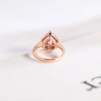 Solid Gold Heart Cut Pink Moissanite Sapphire Engagement Ring