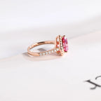 Solid Gold Heart Cut Pink Moissanite Sapphire Engagement Ring