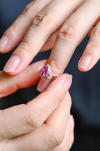 Solid Gold Heart Cut Pink Moissanite Sapphire Engagement Ring