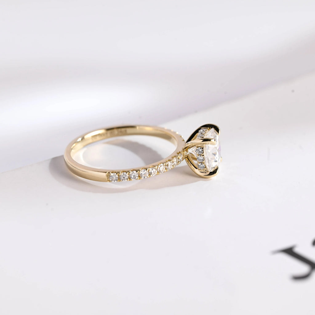 Solid Gold Cushion Cut Moissanite Engagement Ring, Anniversary Gift