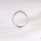 Moissanite Crown Ring, Solid Gold Stacking Ring, Dainty Wedding Band,