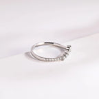 Moissanite Crown Ring, Solid Gold Stacking Ring, Dainty Wedding Band,