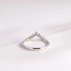 Moissanite Crown Ring, Solid Gold Stacking Ring, Dainty Wedding Band,