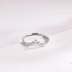 Moissanite Crown Ring, Solid Gold Stacking Ring, Dainty Wedding Band,
