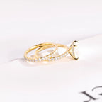 Solid Gold Radiant Cut Moissanite Engagement Ring and Wedding Band Set, Bridal Set