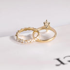Solid Gold Marquise Cut Moissanite Wedding Band Set
