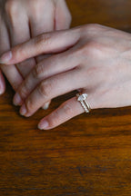 Solid Gold Marquise Cut Moissanite Wedding Band Set