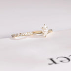 Solid Gold Marquise Cut Moissanite Wedding Band Set