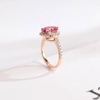 Solid Gold Heart Cut Pink Moissanite Sapphire Engagement Ring