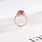 Solid Gold Heart Cut Pink Moissanite Sapphire Engagement Ring
