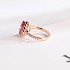 Solid Gold Heart Cut Pink Moissanite Sapphire Engagement Ring