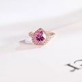 Solid Gold Heart Cut Pink Moissanite Sapphire Engagement Ring