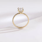Solid Gold Cushion Cut Moissanite Engagement Ring, Anniversary Gift