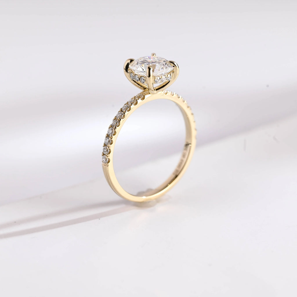 Solid Gold Cushion Cut Moissanite Engagement Ring, Anniversary Gift