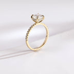 Solid Gold Cushion Cut Moissanite Engagement Ring, Anniversary Gift