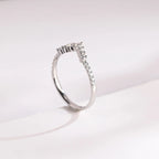Moissanite Crown Ring, Solid Gold Stacking Ring, Dainty Wedding Band,