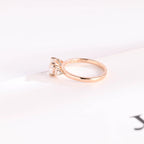 Solid Gold Cushion Cut Moissanite Engagement Ring with Side Stone, Promise Ring