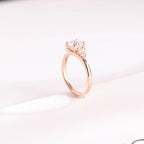 Solid Gold Cushion Cut Moissanite Engagement Ring with Side Stone, Promise Ring