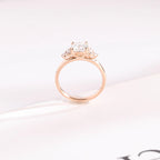 Solid Gold Cushion Cut Moissanite Engagement Ring with Side Stone, Promise Ring