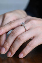 Solid Gold Heart Moissanite Engagement Ring, Anniversary Gift