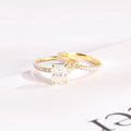 Solid Gold Radiant Cut Moissanite Engagement Ring and Wedding Band Set, Bridal Set