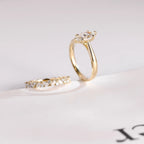 Solid Gold Marquise Cut Moissanite Wedding Band Set