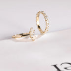 Solid Gold Marquise Cut Moissanite Wedding Band Set