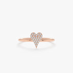 0.07 TCW Round Cut Micro Pave Heart Shape Moissanite Minimalist Ring