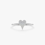 0.07 TCW Round Cut Micro Pave Heart Shape Moissanite Minimalist Ring