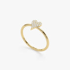 0.07 TCW Round Cut Micro Pave Heart Shape Moissanite Minimalist Ring