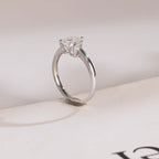Solid Gold Heart Moissanite Engagement Ring, Anniversary Gift